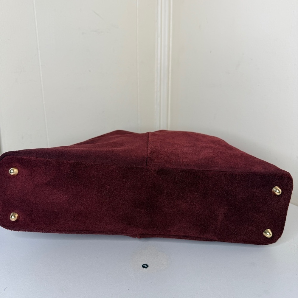 Divina Firenze Shoulder Bag Womens C/Wine Burgundy Suede Leather Handmade Italy - Picture 4 of 9